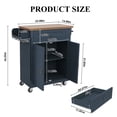 thumbnail image 3 of HLR Small Kitchen Islands Table with Storage, Rolling Wood Microwave Cart on Wheels for Dining Room, Blue, 3 of 17
