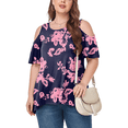 thumbnail image 2 of JuneFish Women's Plus Size Cold Shoulder Tunic Top Summer Short Sleeve Blouse, 2 of 7