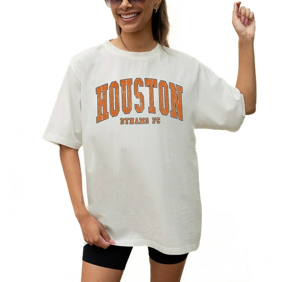 Women's Gameday Couture  Cream Houston Dynamo FC Goal Line Oversized T-Shirt