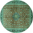 thumbnail image 1 of Ahgly Company Machine Washable Indoor Round Persian Turquoise Blue Traditional Area Rugs, 3' Round, 1 of 4