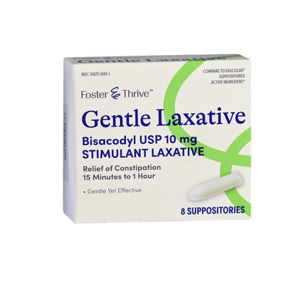Foster & Thrive 10 mg Bisacodyl Gentle Laxative Suppositories - 8 ct