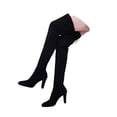 thumbnail image 3 of Gyexs Thigh High Boots for Women Stretch Suede Chunky Heel Over The Knee Boots Fall Winter Footwear Knee High Boots Black Size 9.5, 3 of 9