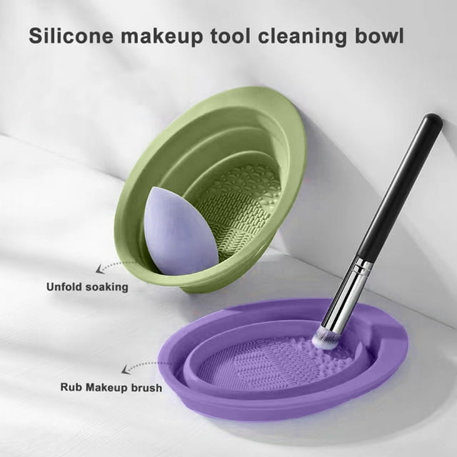 Makeup Brush Cleaning Mat Foldable Silicone Efficient Cleaning Easy to Use Environmentally Friendly Folding Scrub Bowl for Large Area Brushes