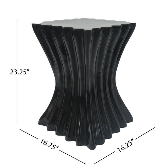 Coffee Tables Outdoor Side Table,Wave Design End Table,Decorative Accent Table,Lightweight Concrete Patio Garden Stool Table for Patio Balcony Beach Pool Side,Black Color,Coffee Tables With Storage