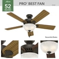 thumbnail image 5 of Hunter Pro's Best 52" Home Ceiling Fan with LED Light and Pull Chain, New Bronze, 5 of 15