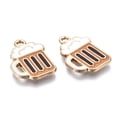 thumbnail image 3 of 10pcs Eco-Friendly Alloy Enamel Pendants Cadmium Free & Lead Free & Nickel Free Beer Glass Light golden Goldenrod 19x13x1.2mm Hole: 1.6mm, 3 of 3