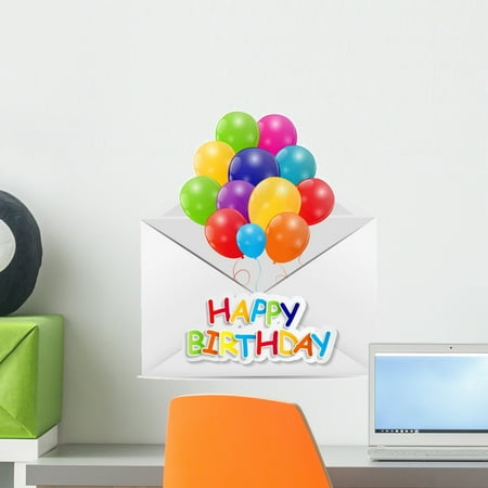 Happy Birthday Peel - Happy Birthday Card Vector Wall Mural by Wallmonkeys Peel and Stick Graphic (18 in W x 17 in H) WM104992