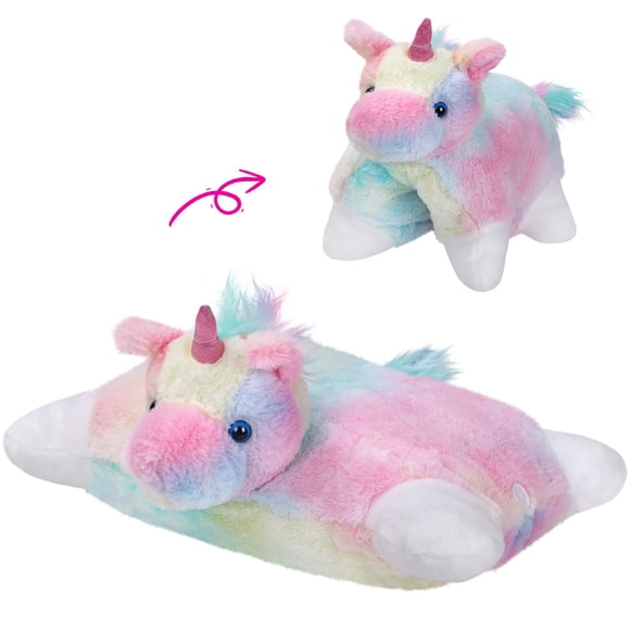 Almohada de felpa con diseño de unicornio arcoíris de 16 pulgadas de Toy Glow