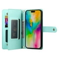 thumbnail image 6 of Crossbody for iPhone 16 Pro Max Phone Case Wallet with Card Slots Zipper Pocket, PU Leather Magnetic Shoulder Strap Purse Cover with Flip Kickstand for iPhone 16 Pro Max Women Girls, Mint, 6 of 10