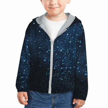 

Sun Hoodie for Kids Blue Glitter Retro Long Sleeve Swim Fishing Shirts Sun Protection Zip Up Jacket Clothing Athletic Hoodie