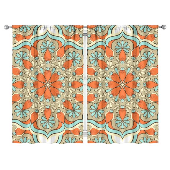 Artistic Spiritual Mandala Curtains 2 Panels 52x84 Inch Rod Pocket Tier Boho Chic Window Decor