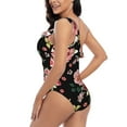 thumbnail image 5 of Yiaed Rose Flowers Print Women One Piece Swimsuits Tummy Control One Shoulder Bathing Suits Pattern Ruffle Swimwear-X-Large, 5 of 8