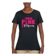 thumbnail image 2 of I Wear Pink for My Mom Survivor Awareness Womens Graphic T-Shirt, Black, Small, 2 of 3