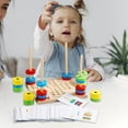 thumbnail image 4 of Clavijas magnéticas de 2 en un Reconocimiento de color interactivo de bloques de construcción para padres y hijos con 54 tarjetas de CUTICAT anillos de apilamiento de arco iris, 4 of 8