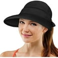 thumbnail image 3 of Women Sun Hat UPF 50+, Zip Off Sun Hat Visor, Ponytail Sun Protection Hat Golf Beach Travel Packable(Black), 3 of 6