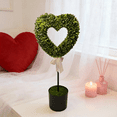 thumbnail image 2 of Valentine's Day Boxwood Heart Topiary with White Bow, Green & White, 27.56", by FlareFable, 2 of 7