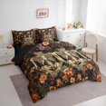 thumbnail image 3 of jejeloiu Orange Rustic Flower Funny Halloween Skull Gothic Skeleton Queen Comforter Sheet Set,Reversible Super Cozy Children Bedding,7pcs, 3 of 8