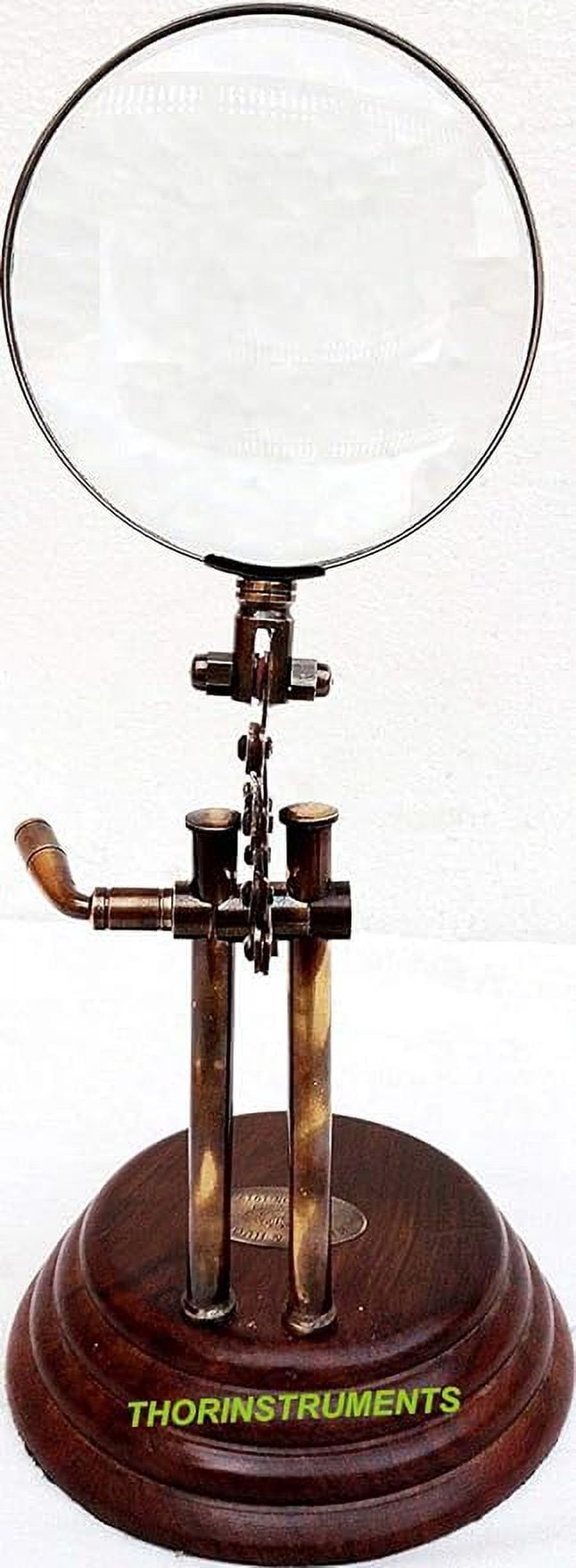 Vintage Style Desk Top Channer Magnifier Nautical Brass Magnifying Glass on Wooden Stand Rustic Vintage Home Decor Gifts