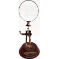 thumbnail image 2 of Vintage Style Desk Top Channer Magnifier Nautical Brass Magnifying Glass on Wooden Stand Rustic Vintage Home Decor Gifts, 2 of 5