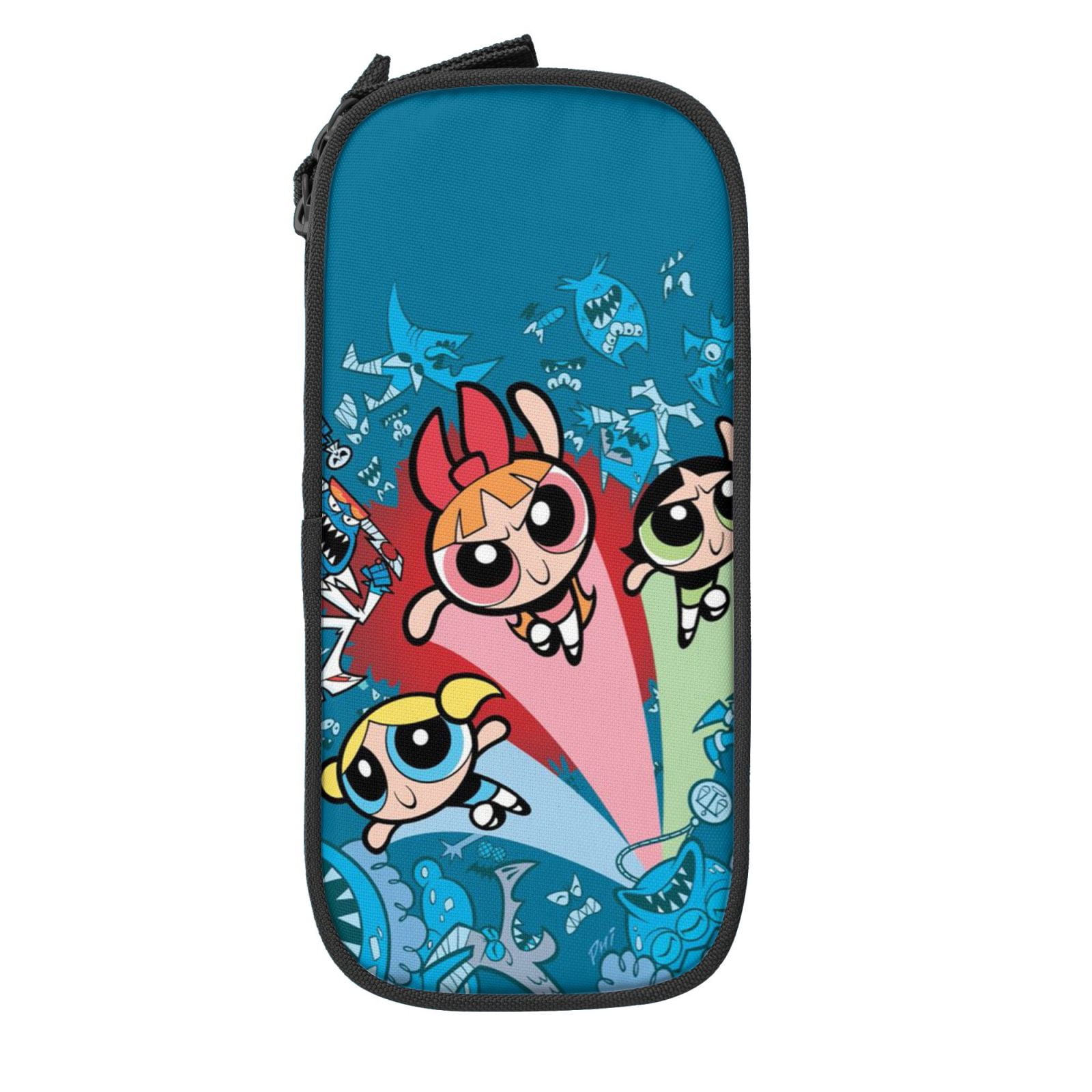 The Powerpuff Gi-rls Pencil Case Large Capacity Pencil Pouch Penbag Office Stationery Organizer Travel Makeup Bag Black