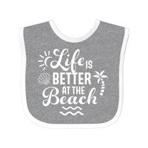 Inktastic Life is Better at the Beach with Sunshine Seashell and Palm Trees Boys or Girls Baby Bib