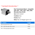 thumbnail image 2 of Rear Transmission Mount - Compatible with 1994 - 1995, 1999 - 2002, 2006 Mercedes-Benz SL500 2000 2001, 2 of 2
