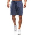thumbnail image 2 of DYMADE Men's Solid Linen Summer Casual Loose Drawstring Elastic Waist Shorts with Pockets, 2 of 3
