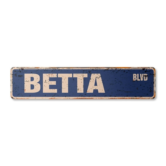 BETTA Vintage Plastic Street Sign siamese fighting fish aquarium tropical | Indoor/Outdoor |  30" Wide