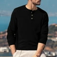 thumbnail image 6 of Inglocry Men's Henley Shirt - Long Sleeve Solid Color Cotton Henley Thermal Shirt - Undershirts for Men Black L, 6 of 7