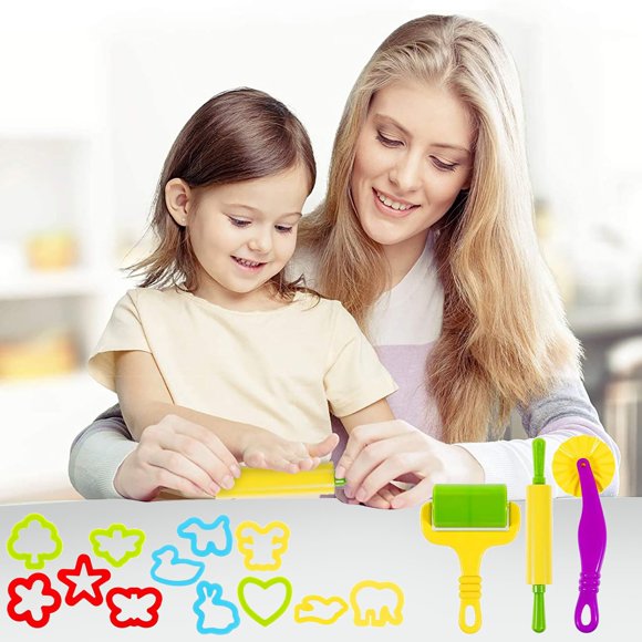 DIY Clay Mould Set with Animal Cutters and Rolling Pin Tool Kit for Kids Toy 20PCS