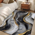thumbnail image 5 of 3x5 Washable Area Rug, Abstract Marble Non-Slip Rectangle Rug for Living Room Bedroom, Gold Texture Modern Black Simple Style Indoor Low Pile Floor Mat for Home Decor, 5 of 9