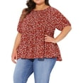 thumbnail image 2 of DARING DIVA Women's Plus Short Sleeve Crew Neck Casual Babydoll Top 3X Red, 2 of 5