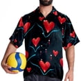thumbnail image 4 of Valentine's Day Love ECG Men's Short Sleeve Spread Collar Beach Shirts Casual Printed Button Down Unisex Summer Tops, 4 of 6