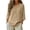 Khaki #1, variant on Linen Tops for Women Summer Plus Size Gauze Shirts 3/4 Sleeve V Neck Button Blouses Dressy Casual Tunic Loose Clothes Ginger M