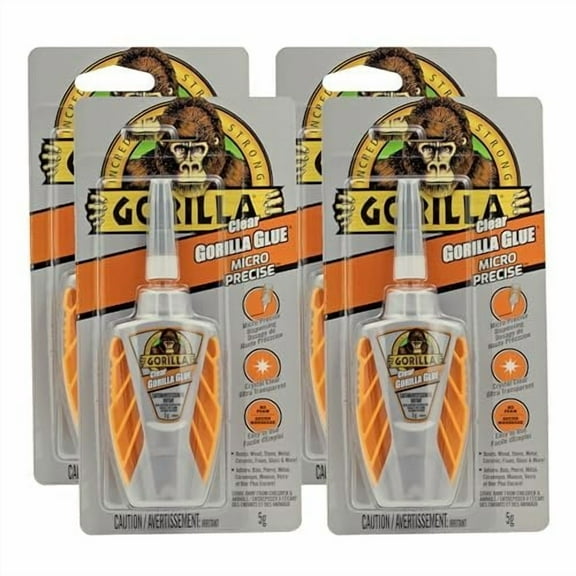 Gorilla Glue Clear Micro Precise, 5 Gram, Clear Pack of 4