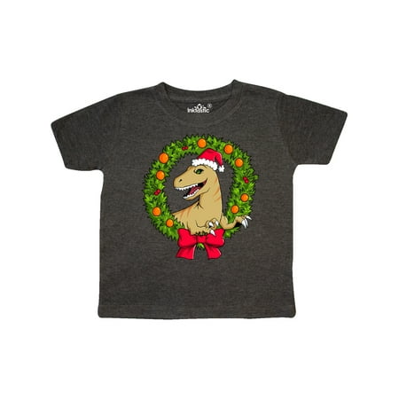 

Inktastic Christmas Raptor in Santa Hat with Wreath Gift Toddler Boy or Toddler Girl T-Shirt