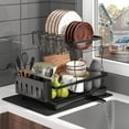 thumbnail image 3 of Simperf Dish Drying Rack, with Drying Mat, Dish Drainer, 2 Tier Stainless Steel Dish Rack Organizer, Rust Resistant Dish Drainer for Kitchen Counter, Stainless Dish Racks for Kitchen Counter, 3 of 10