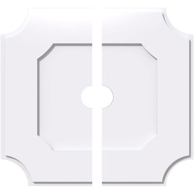 Ekena Millwork CMP40LE2-05000 40 in. OD x 5 in. ID Square Locke Architectural Grade PVC Contemporary Ceiling Medallion - 2 Piece