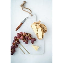 Lexi Home Genuine Marble Charcuterie Cutting Board - White Brass Inlay