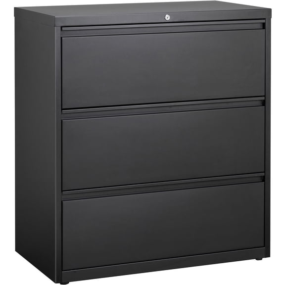 Lorell, LLR88028, 3-Drawer Black Lateral Files, 1 Each, Black