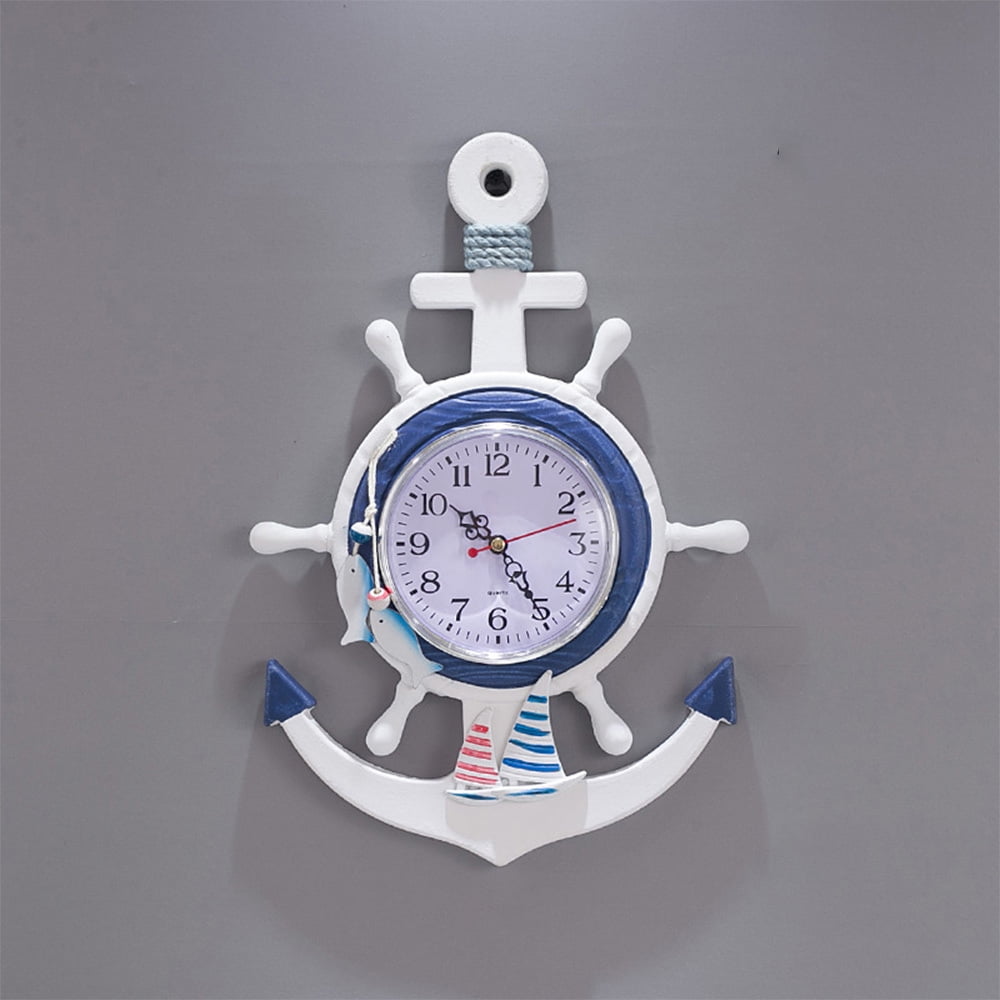 Mediterranean Style Anchor Wall Clock Creative Clock for Home ...