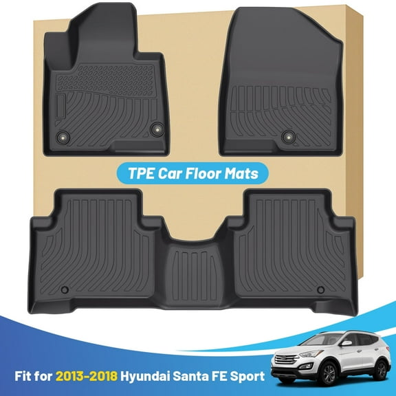 Car Mats Floor Liners Replacement for Hyundai Santa FE Sport 2013-2018 Heavy Duty All Weather Guard Black Front and Rear Car Carpet Durable Odorless
