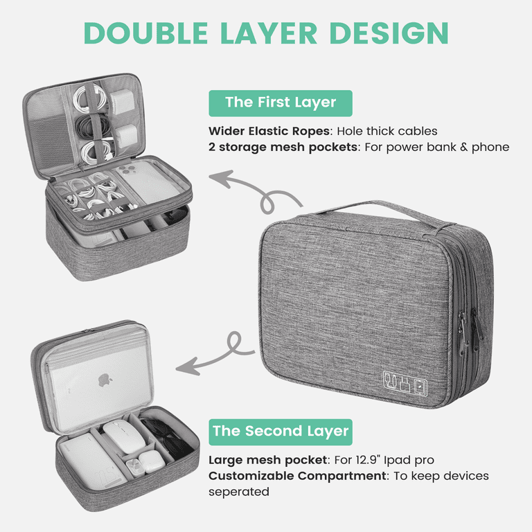 GPED Electronics Organizer Travel Case, Waterproof Cable Storage