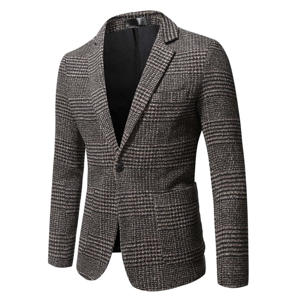 AnuYalue Mens Plaid Blazer Sports Coat Casual Slim Fit Checkered Blazer for Men Wedding Gentleman's One Button Fashion Blazers