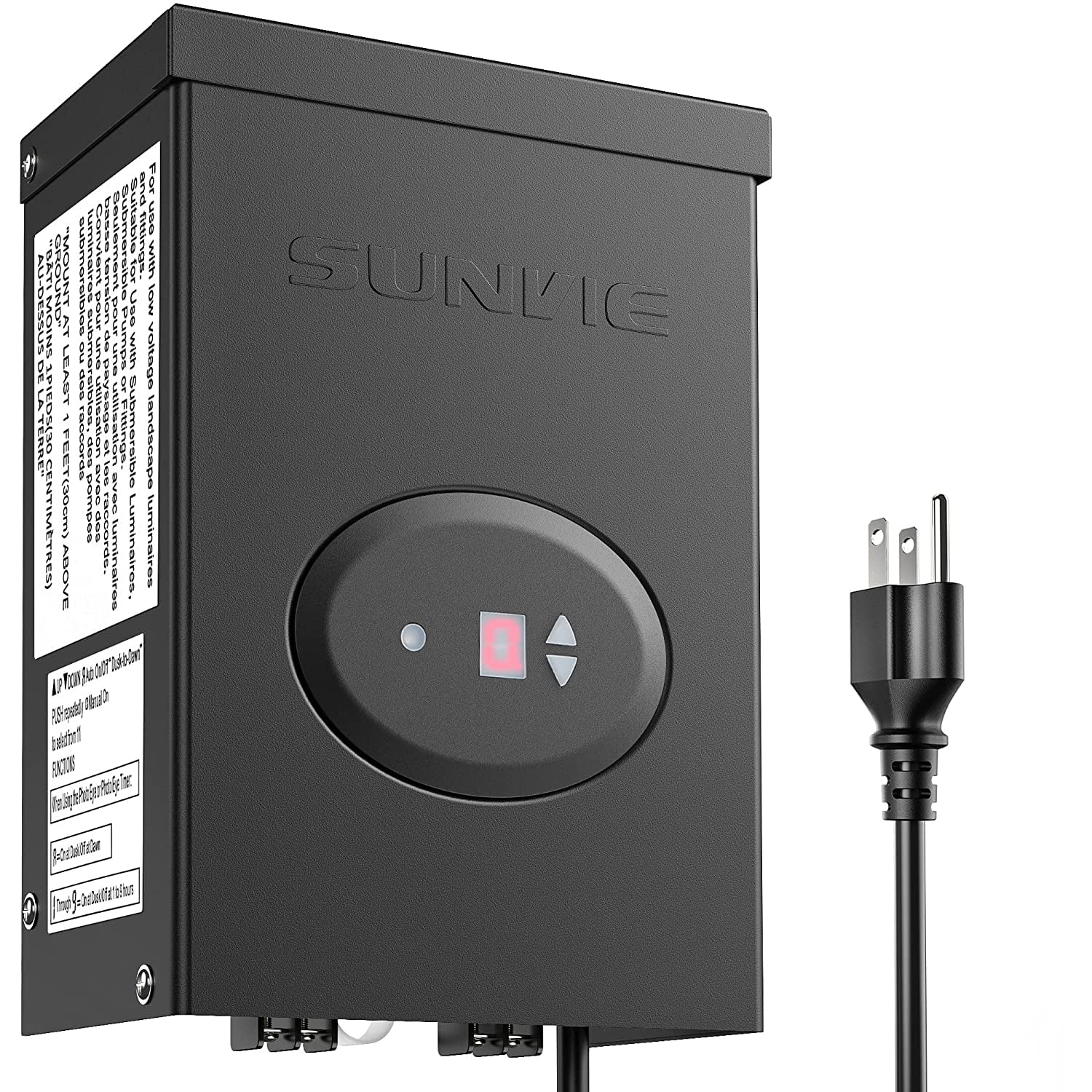 SUNVIE 200W Low Voltage Landscape Lighting Transformer with Timer and