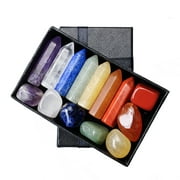 Premium Crystals Kit 7 Chakra Set Hexagonal Column Irregular Yoga Stone Spiritual Massage Stone Labradorite