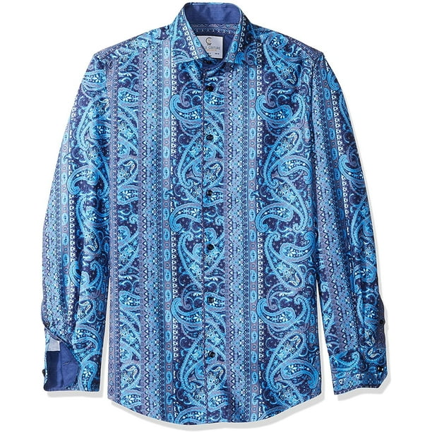 Azaro Uomo Men's Dress Shirt Casual Button Down Long Sleeve Fitted