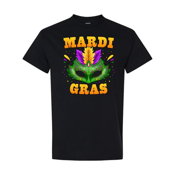 Inktastic Mardi Gras with Green Masquerade Mask T-Shirt
