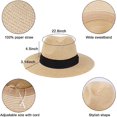 thumbnail image 2 of BEMS-1pcs Sombrero de paja blanco roto para mujer - Sombrero de playa - Sombrero de verano - UV, 2 of 5
