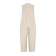 thumbnail image 4 of Capri Jumpsuits for Women Sleeveless V Neck Wide Leg Rompers Button Down Casual Summer Baggy Overalls with Pockets, S, 4 of 6